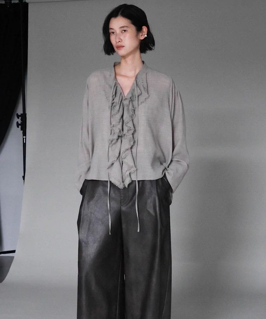 Curensology(カレンソロジー)/ウールMIXビエラフリルブラウス（シャツ