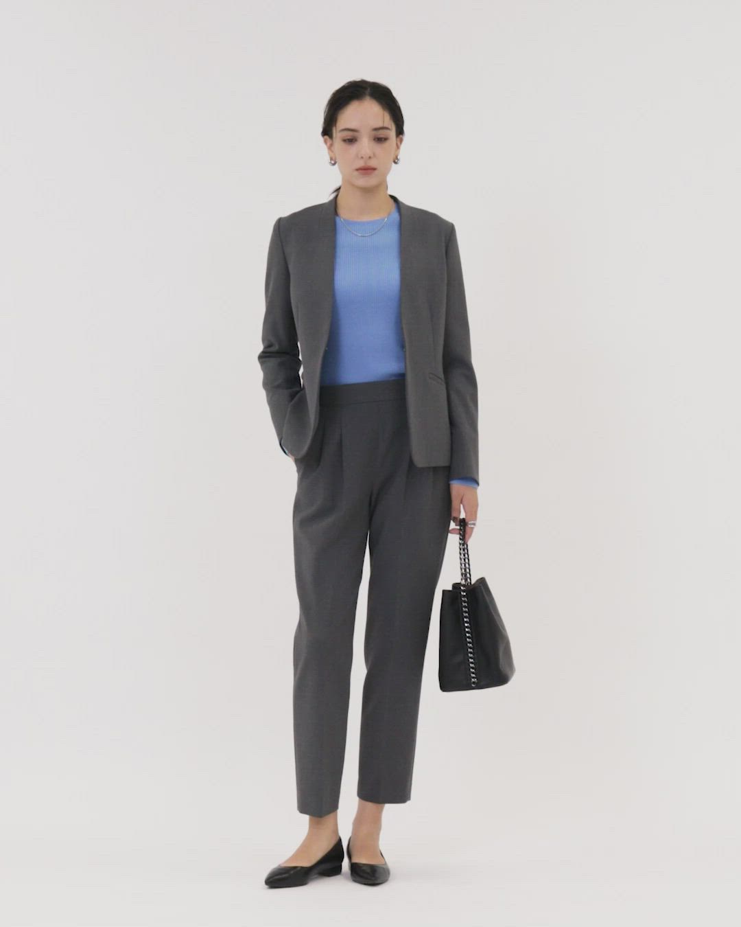 セール】ダブルクロス ノーラペル ジャケット ウォッシャブル