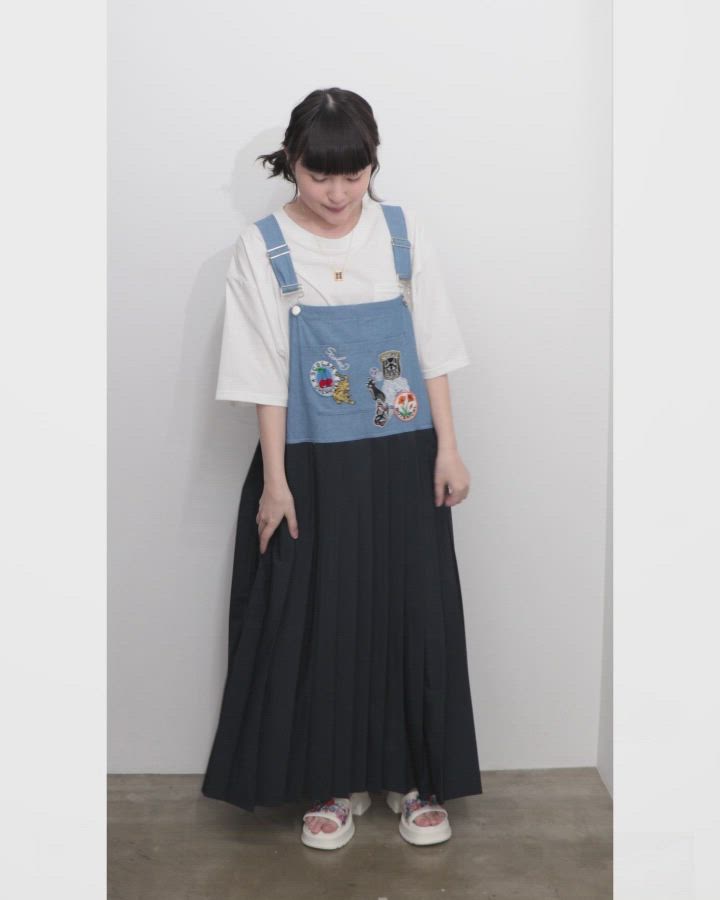 162653：アメリカン風刺繍 デニム×プリーツジャンスカ（ジャンパー