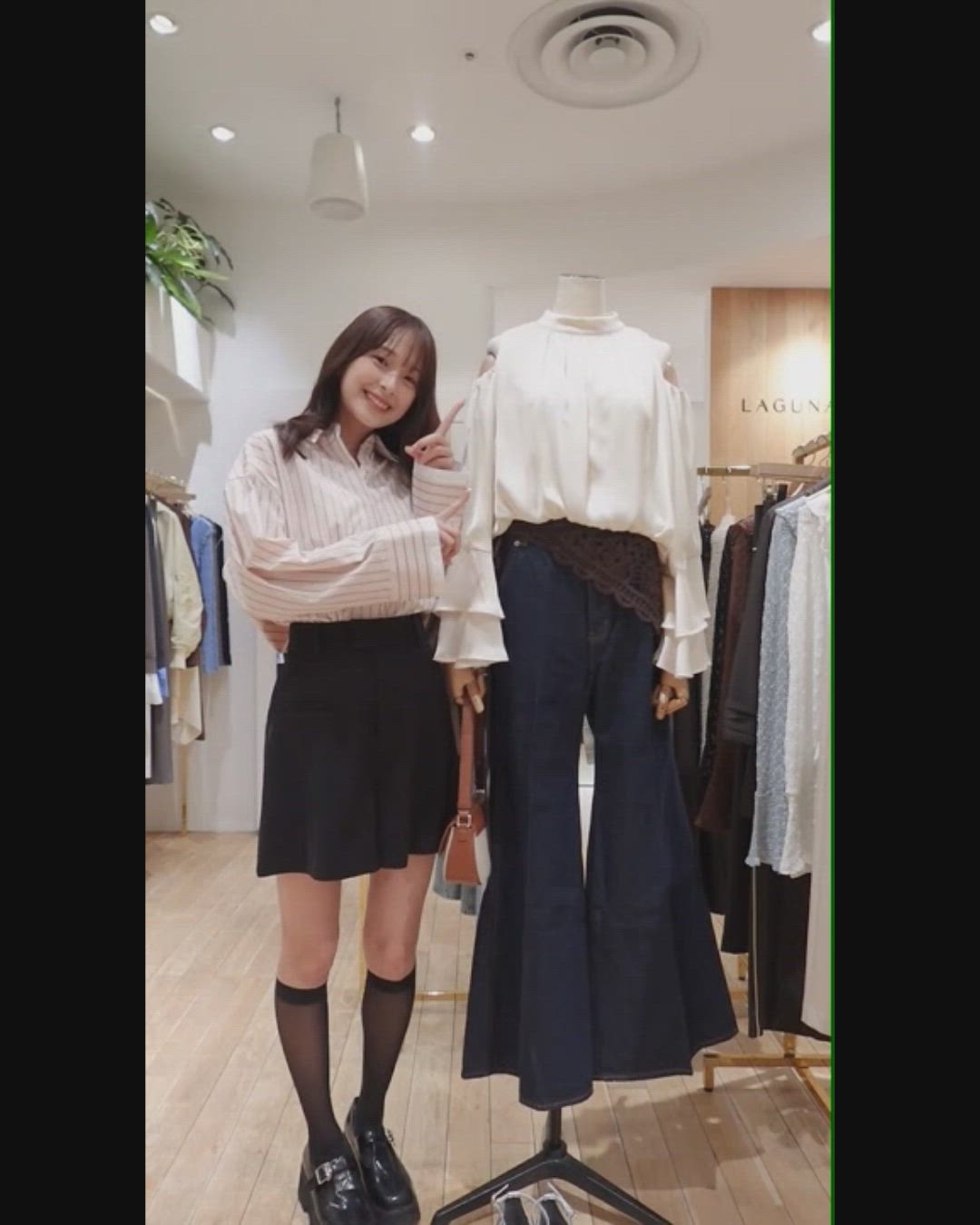 オープンショルダーボリュームブラウス 【春服】【オフィスカジュアル