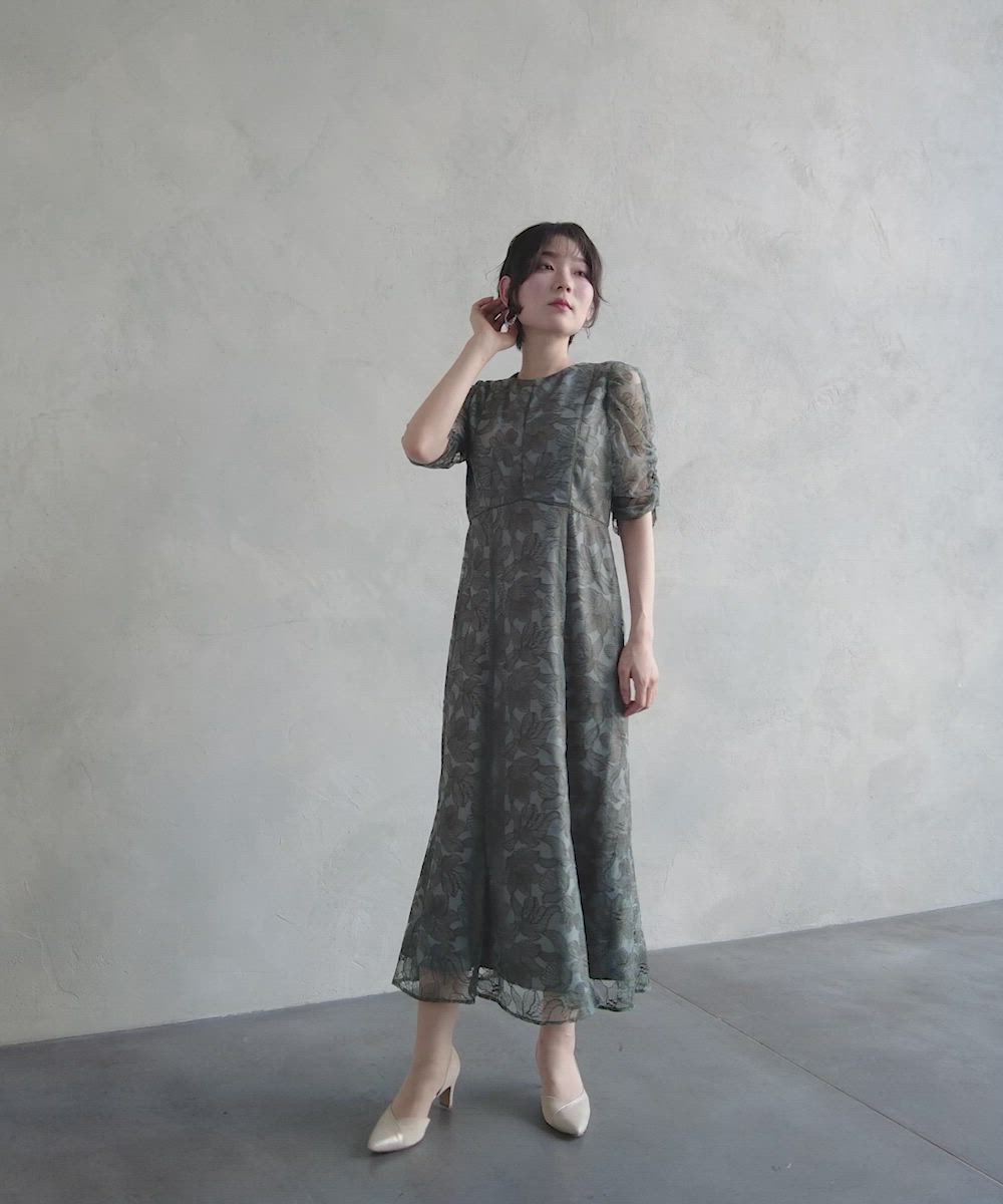 チュールエンブロイダリーレースパイピングパーティードレス 結婚式