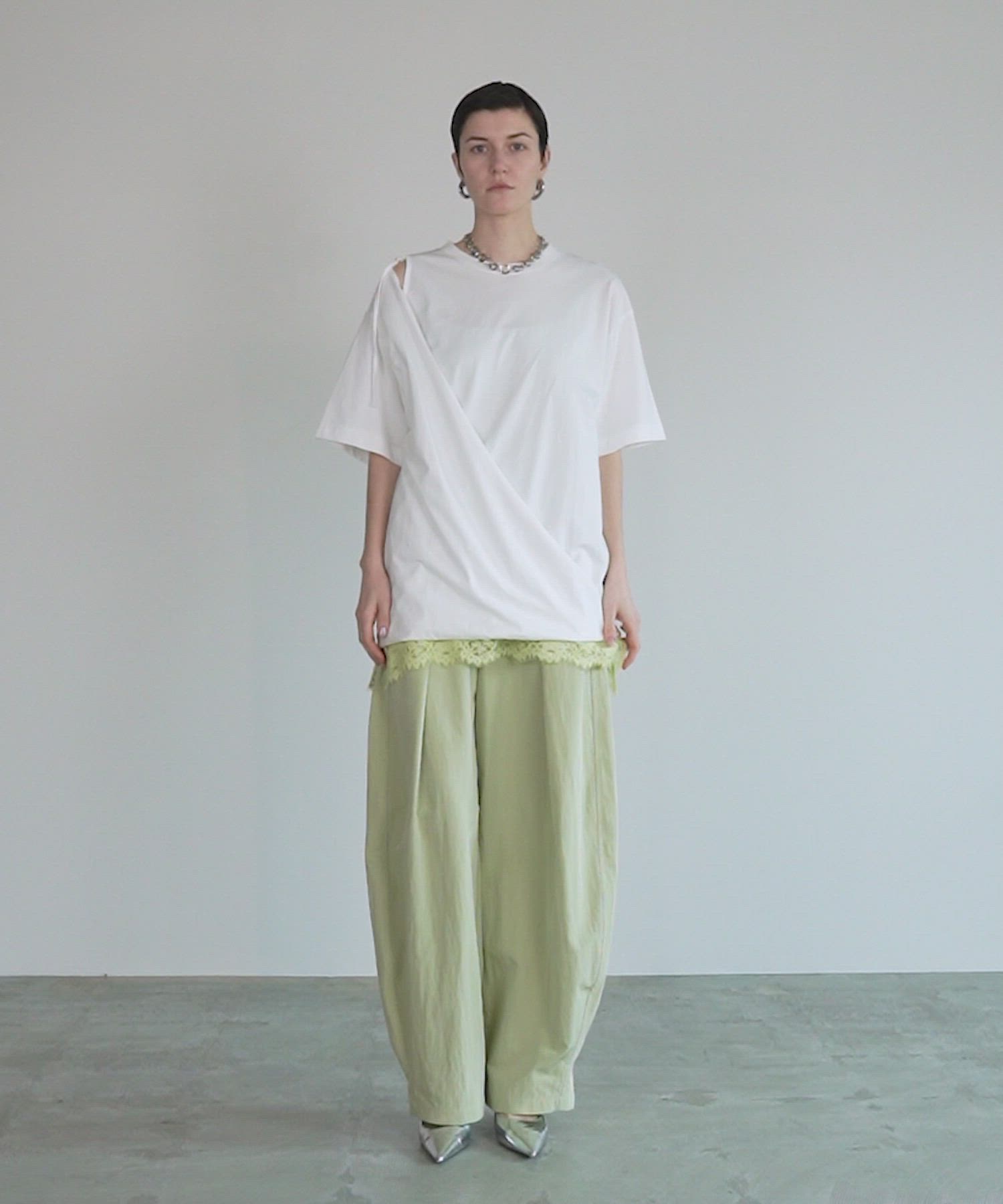 セール】Asymmetrical Drape T-Shirt/アシンメトリードレープTEE（T