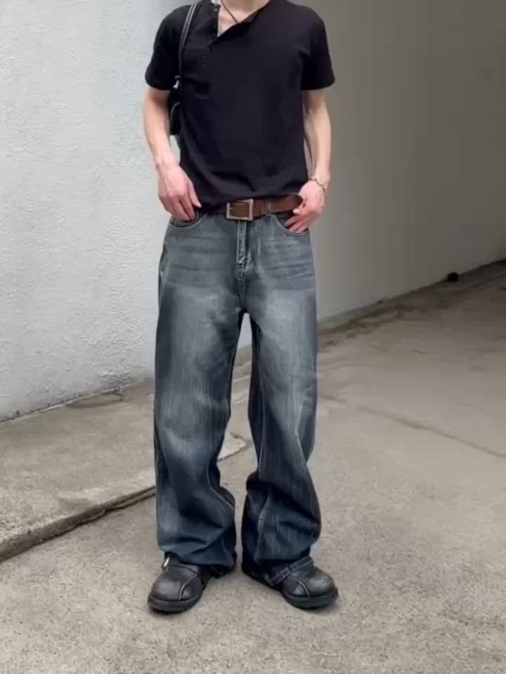 Chikashitsu +】washed slim denim pants / 【チカシツプラス