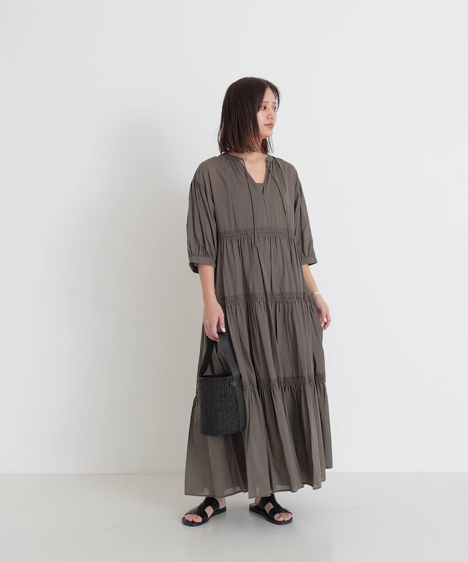 セール】コットンボイルティアードワンピース（ワンピース）｜URBAN