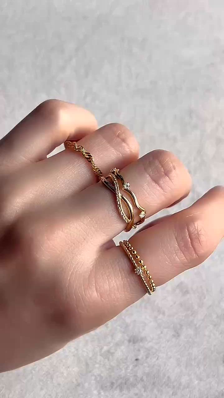 WEB限定】K18vermeil ホワイトトパーズクロスリング（リング）｜NOIR