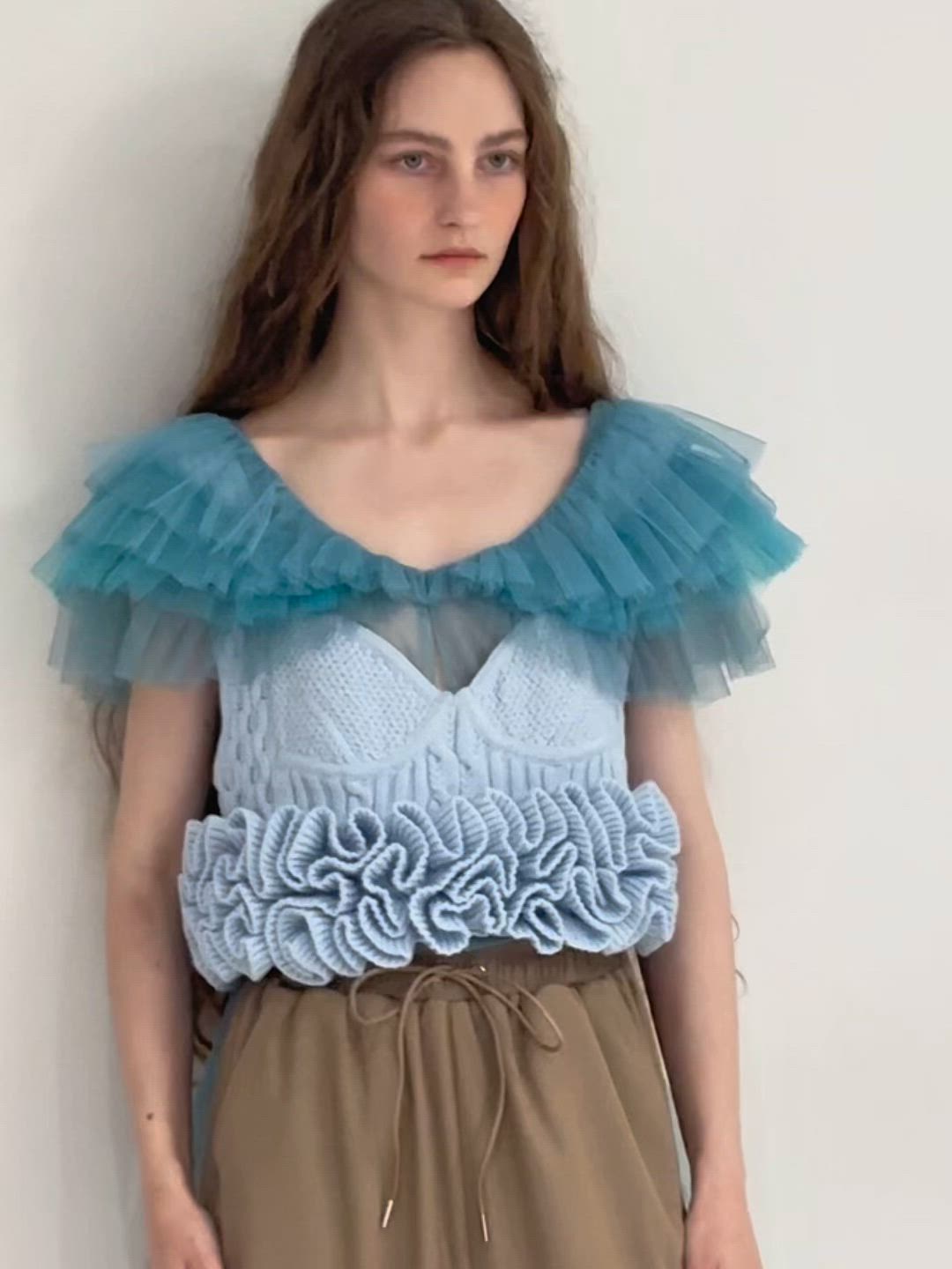 セール】ニッティングパターンボリュームフリルニットビスチェ（その他