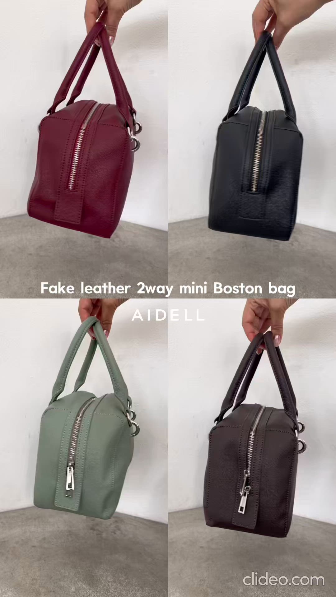 フェイクレザー2wayミニボストンバッグ/500mlペットボトル収納可能