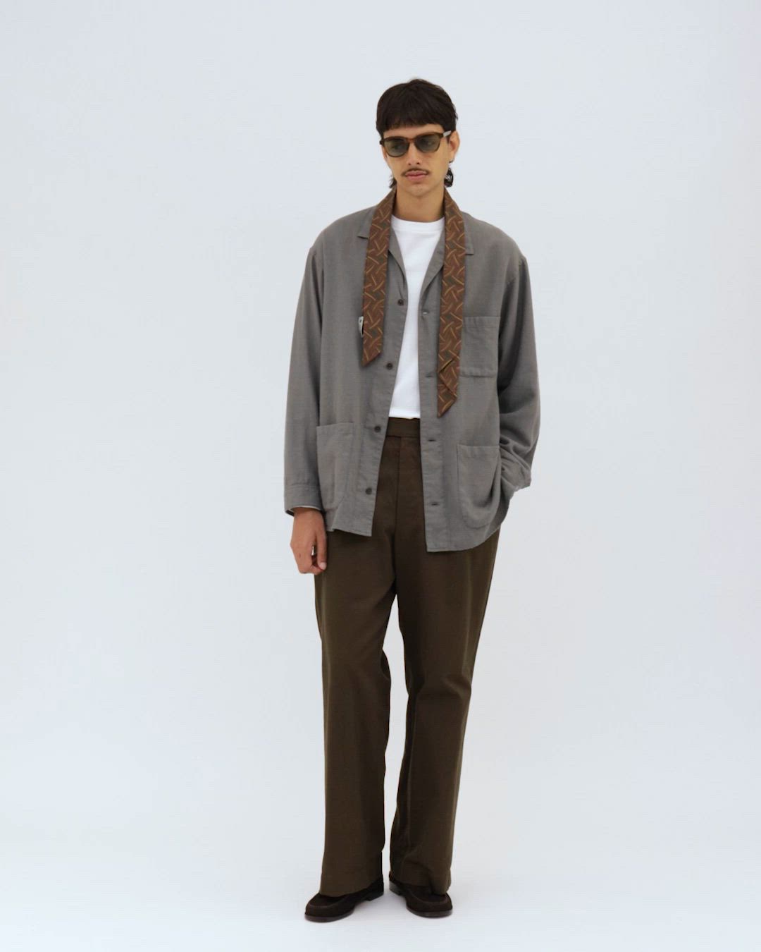 Steven Alan＞ シルクネップ オープンカラー カバーオール シャツ