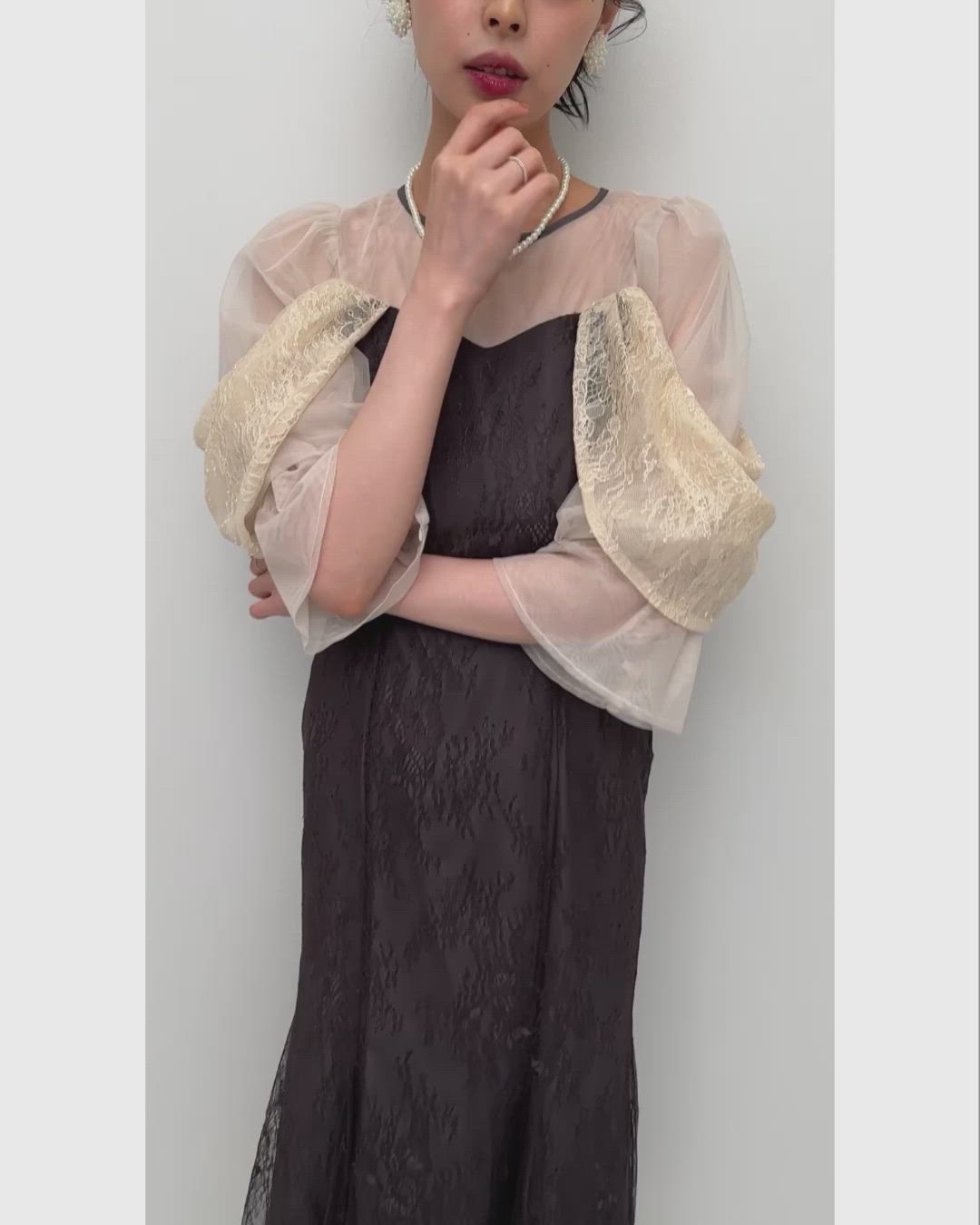 オケージョンドレス 結婚式 ｜ レース オフショル マーメイド フレア