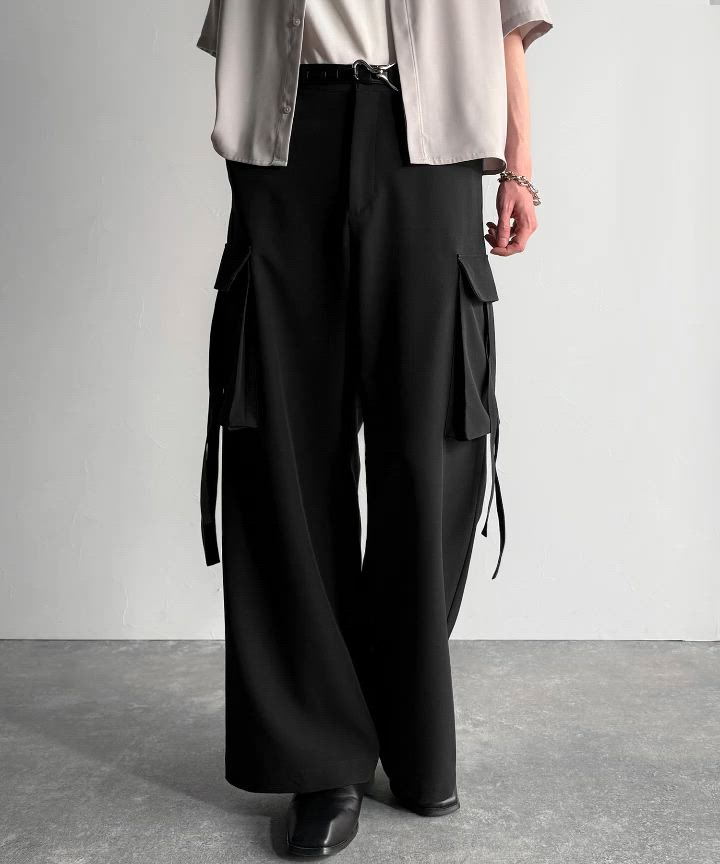 セール】ビッグポケット付きパラシュートワイドスラックス／Big Pocket