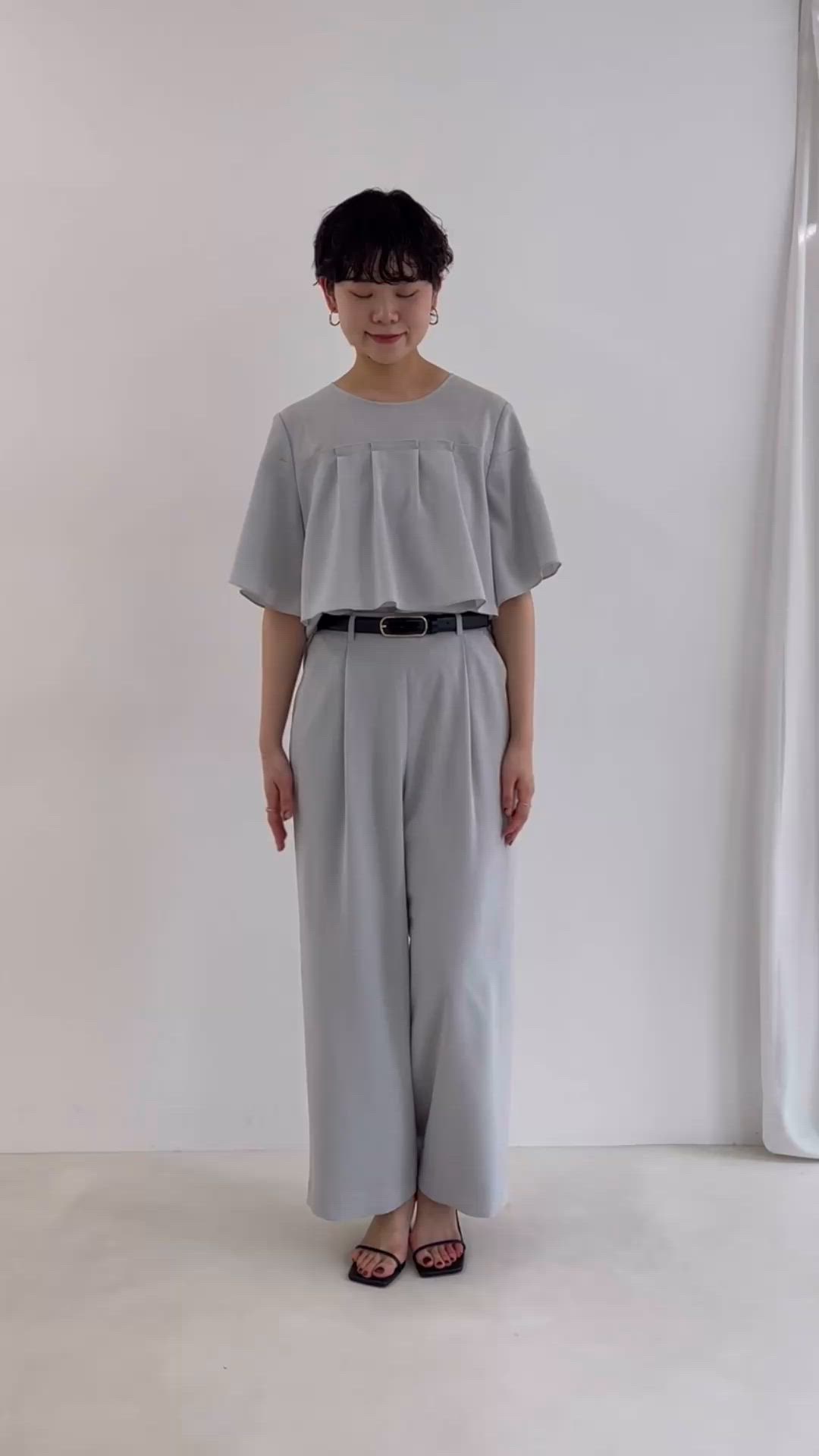 セール】《セットアップ対応》麻調フレアスリーブブラウス（シャツ