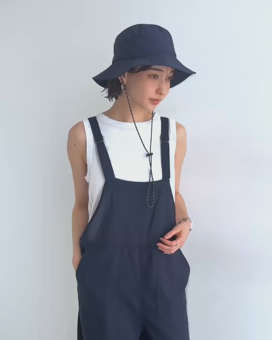 セール】【8色/3サイズ展開】リネン混ワイドベイカーサロペット