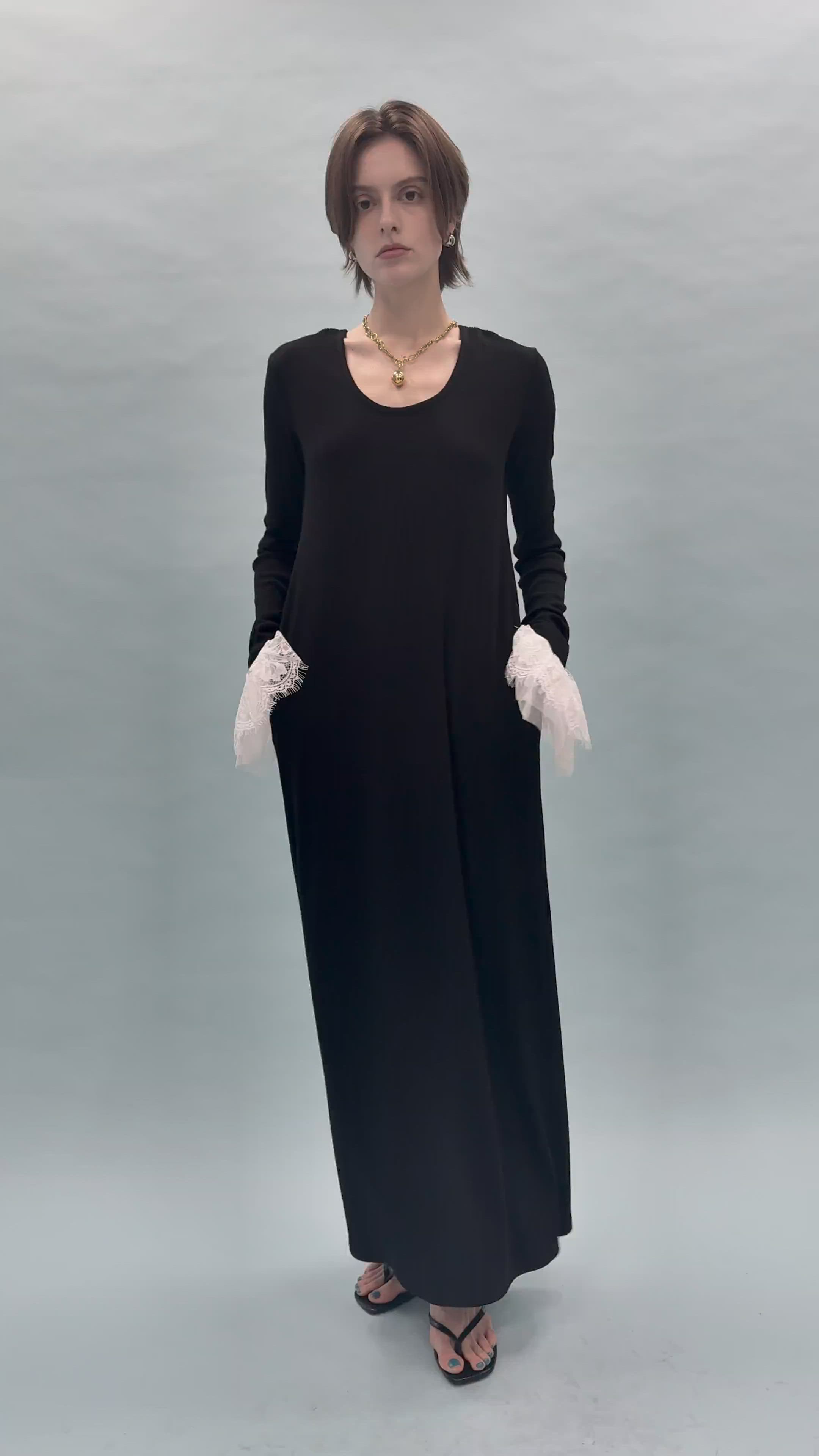 2way Uneck rib long dress/2way Uネックリブロングドレス（ワンピース