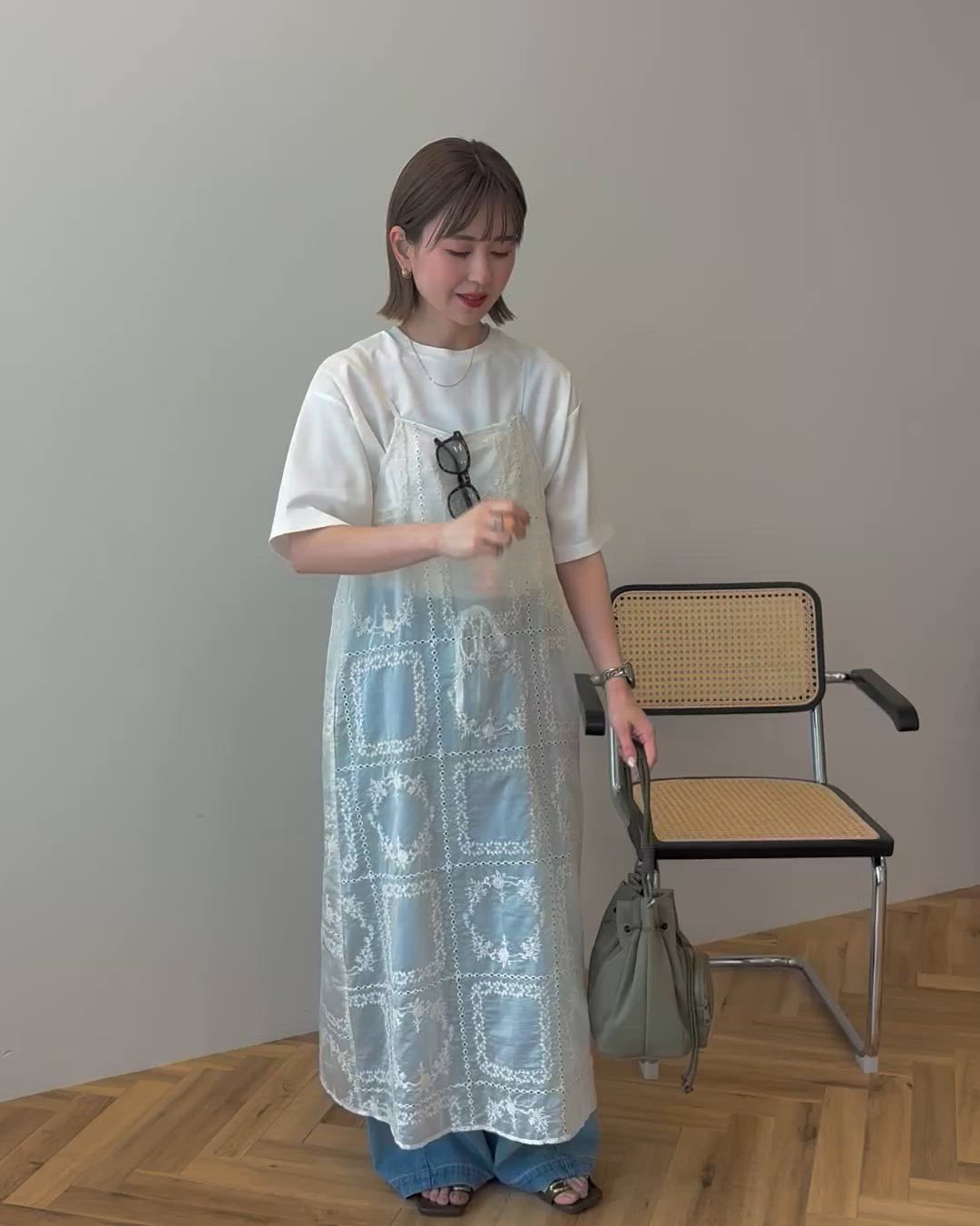セール】シアー刺繍キャミワンピース(ペチコート付き)（ワンピース
