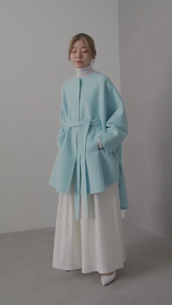 ◇ソフトウールリバーサークルコート（ノーカラーコート）｜LE PHIL