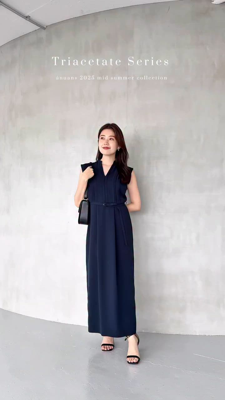 セール】トリアセテートスキッパーネックワンピース（ワンピース