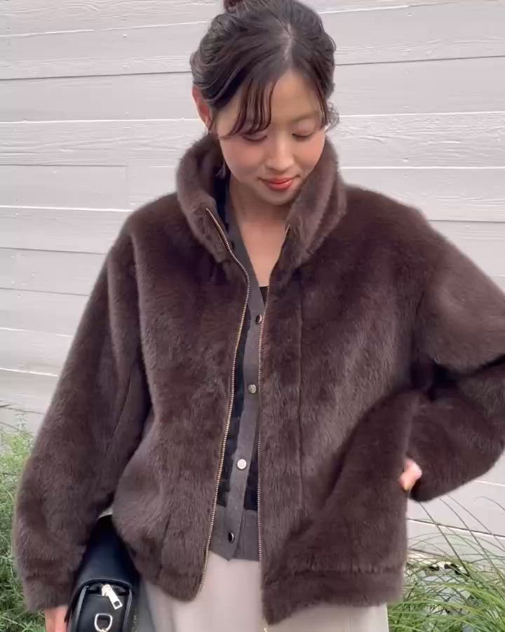 ルクールブラン　ミンクタッチスタンドカラーファーブルゾン ミンクタッチスタンドカラーファーブルゾン/le.coeur blanc(ルクール