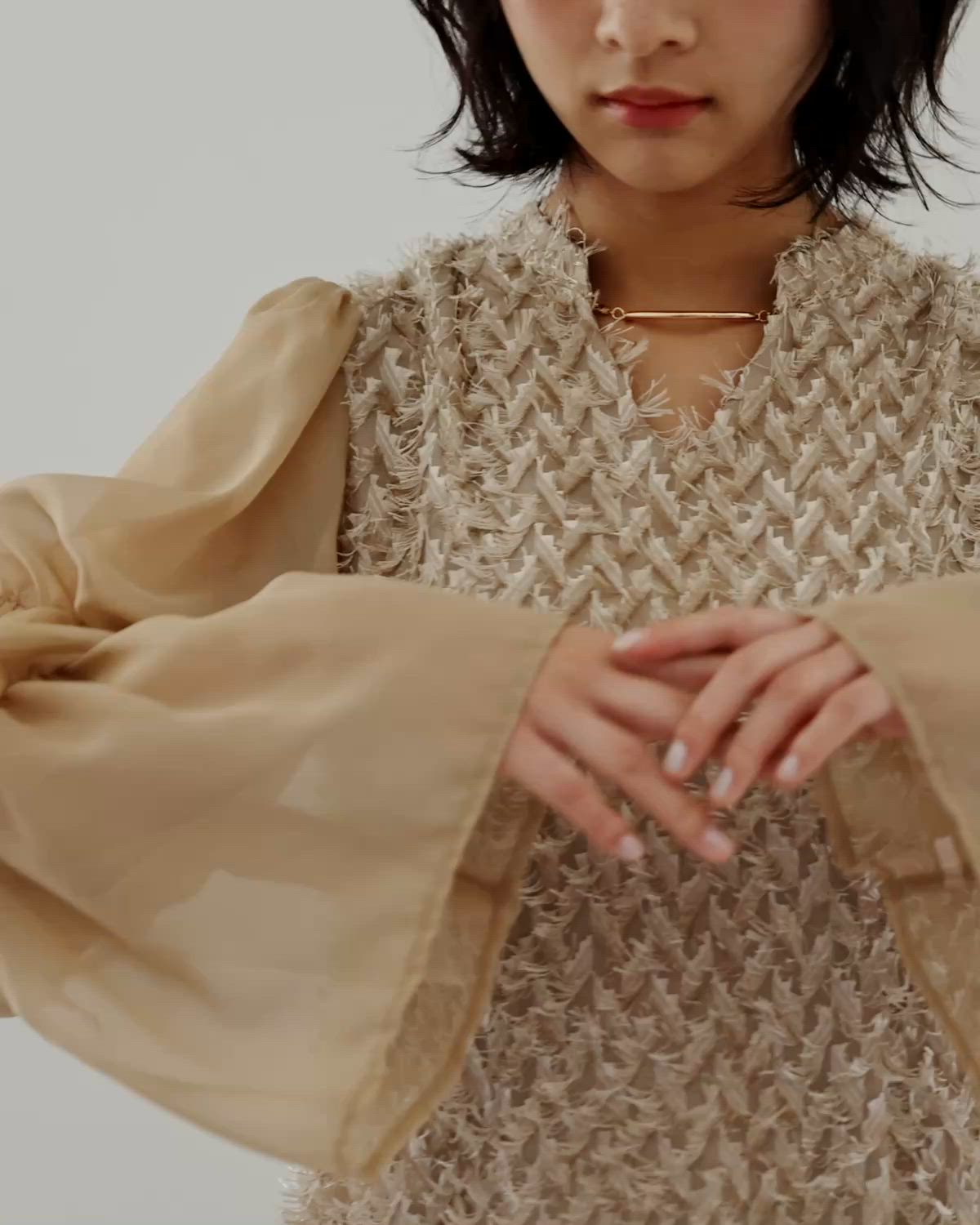 デザインスリーブシャギードレス 結婚式 二次会 成人式 同窓会