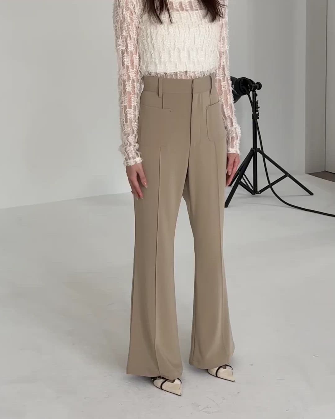 high waist flare pocket pants（ハイウエストフレアポケットパンツ