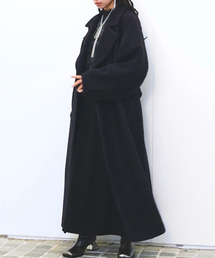 セール】コクーンスリーブラメロングコート(HARE)（チェスターコート