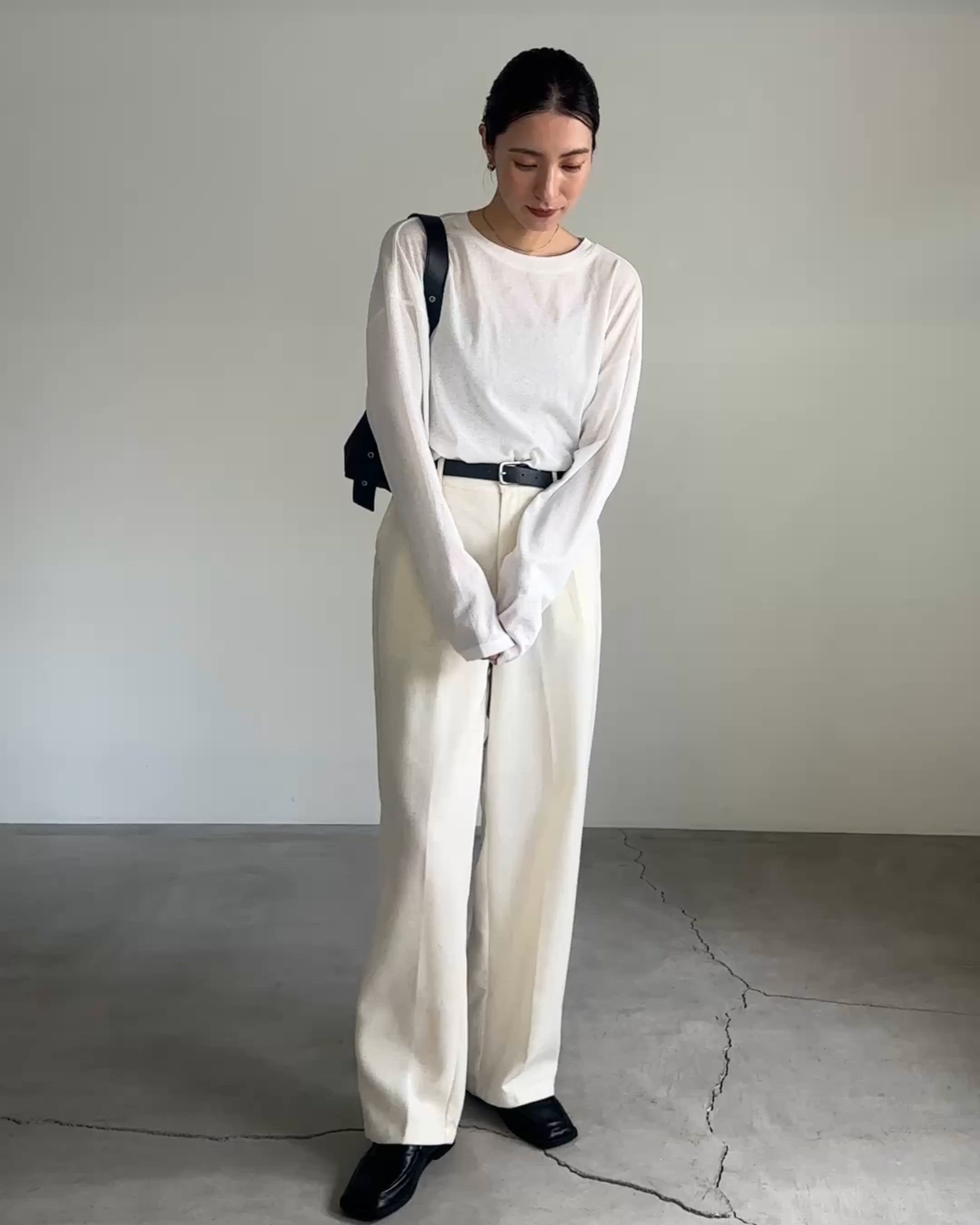 セール】スラブシアークルーネックトップス（Tシャツ/カットソー