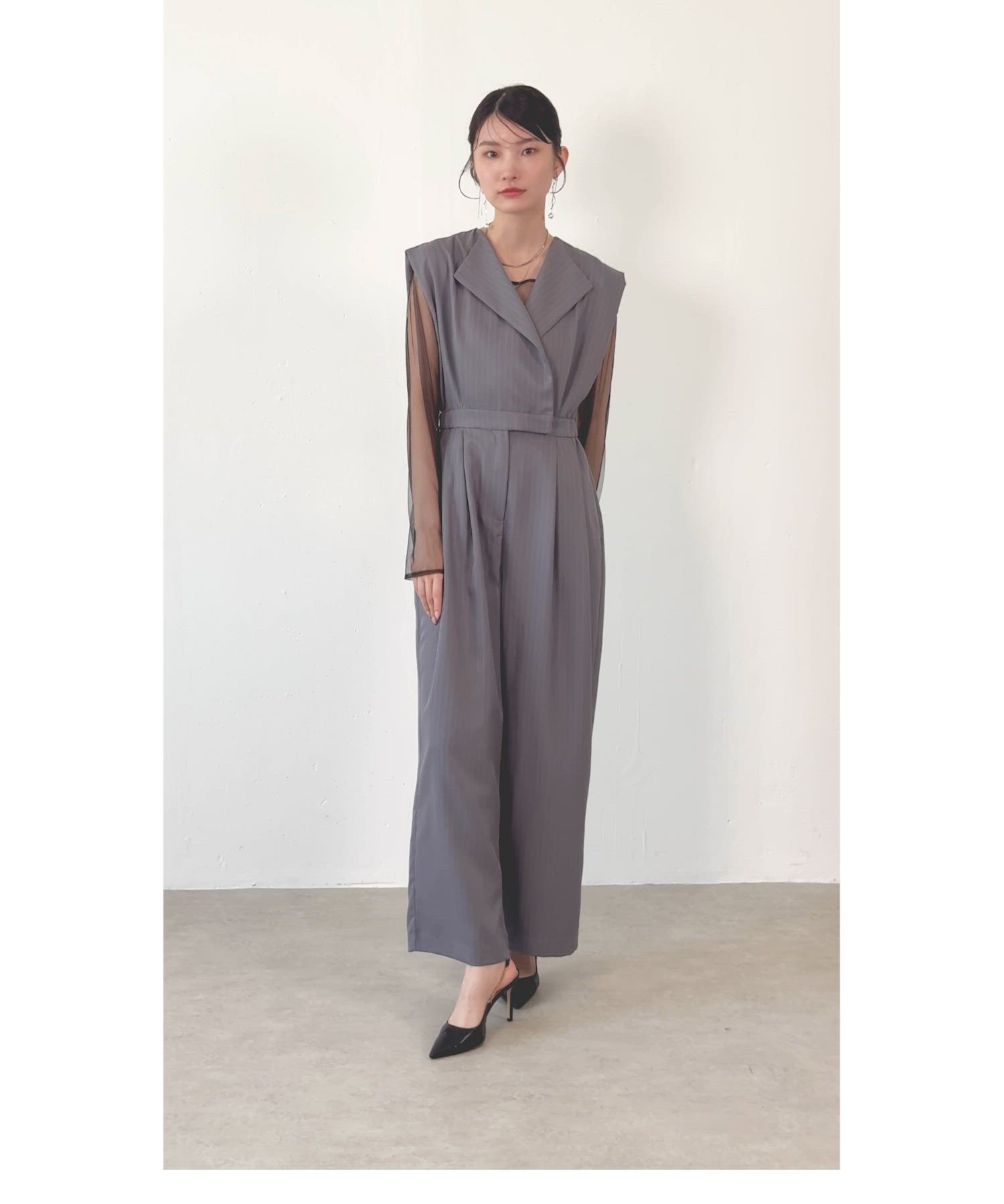 セール】シアートップス スタンドアウトカラー オールインワン パンツ