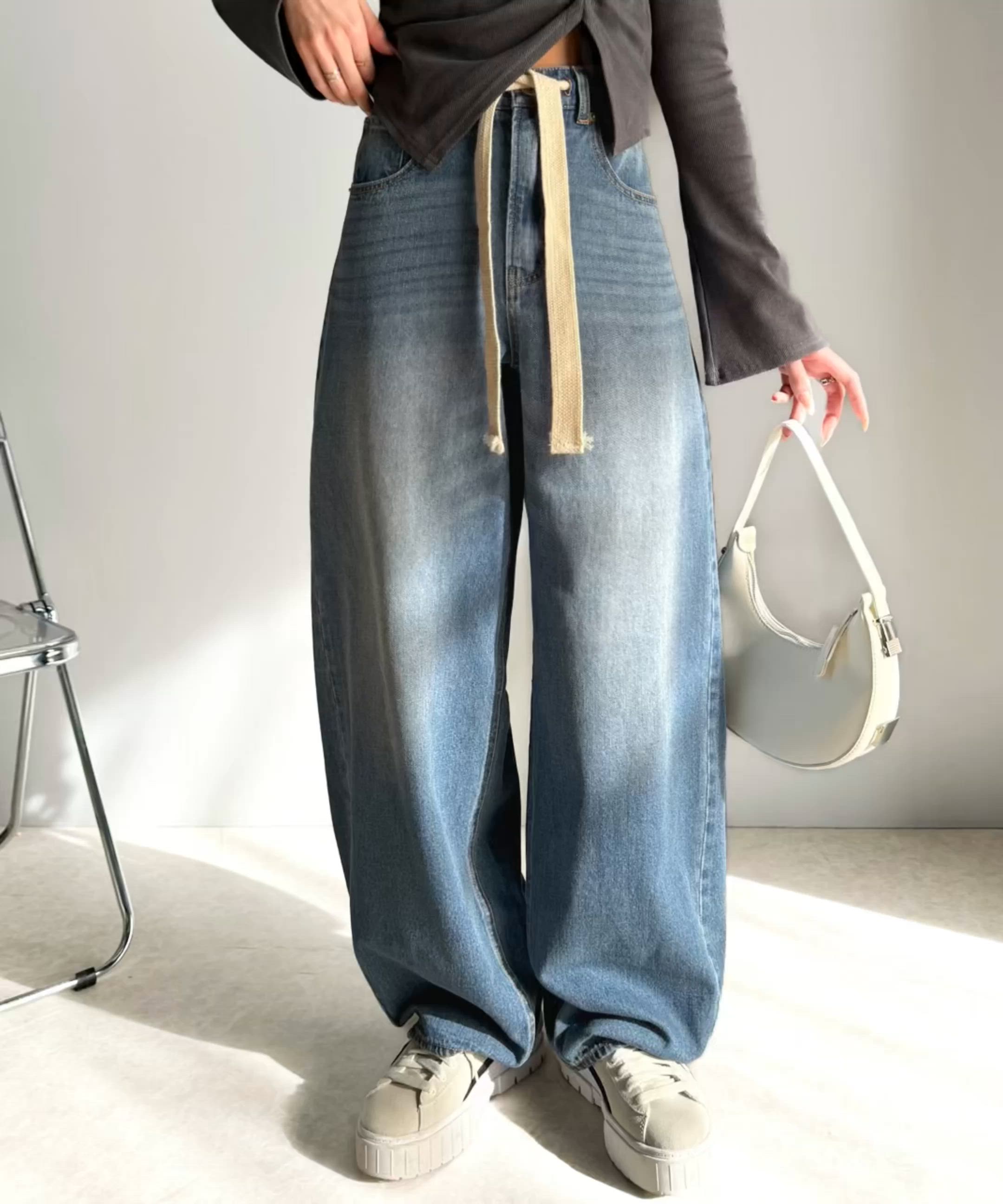 セール】大人カジュアルをお洒落に格上げ。ドロスト紐付きカーブ