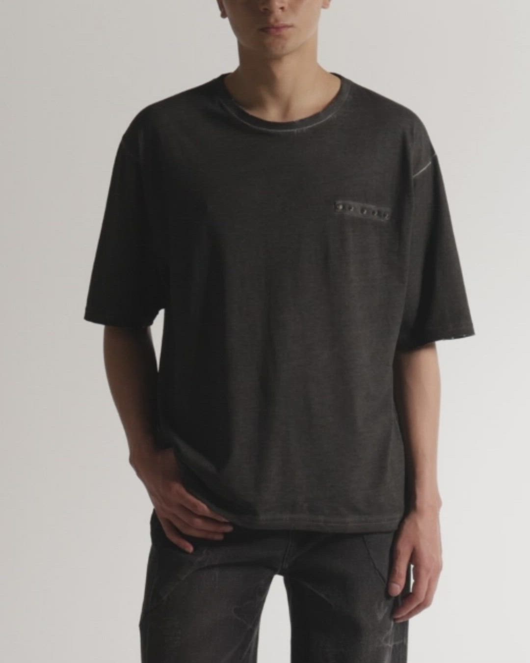 GRANCY】Military Studs Design Distressed T-shirt / ミリタリー